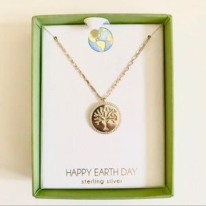 NEW Happy Earth Day Necklace Sterling Silver Tree